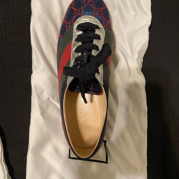 Gucci Flacer Leather Sneakers in blue size 7 - Picture 8 of 13